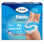 TENA Pants Protect+ Plus XL – 12 culottes absorbantes pour incontinence modérée à forte